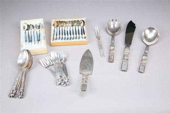 Appraisal: THIRTY SEVEN PIECES OF GEORG JENSEN FLATWARE In the acorn