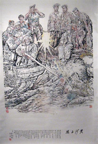 Appraisal: Chinese painting attributed to liu wenxi Hanging scroll ink and