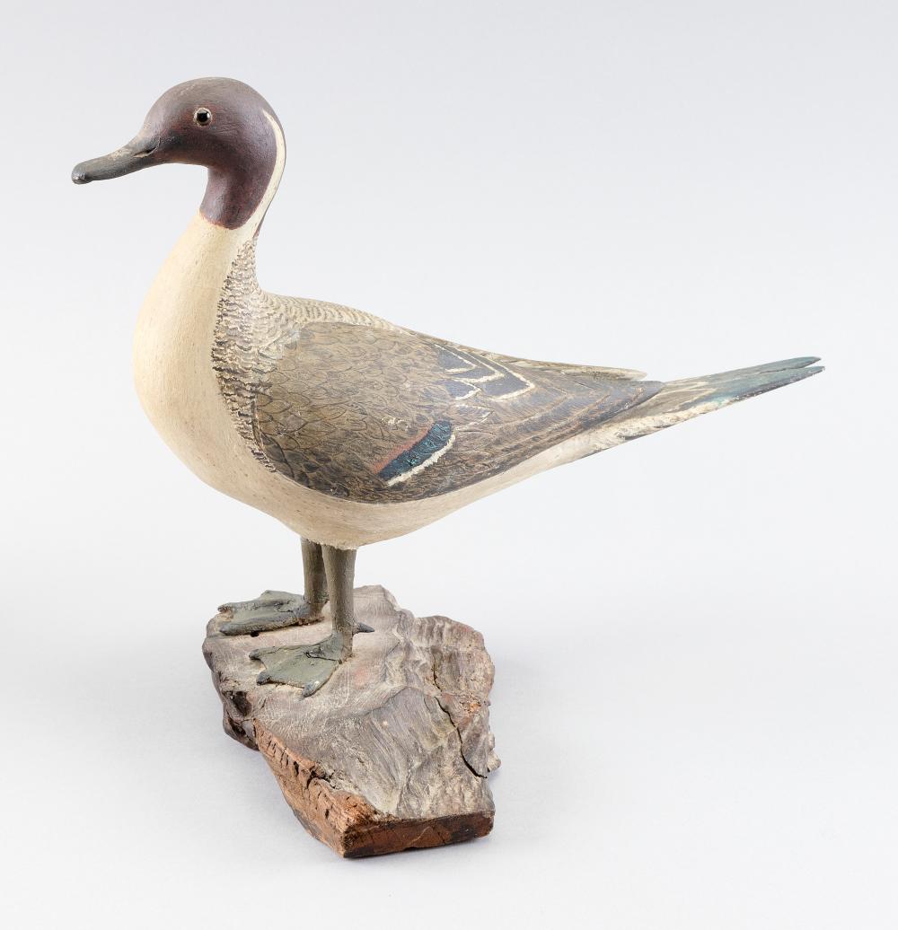 Appraisal: DECORATIVE CARVING OF A PINTAIL TH CENTURY HEIGHT LENGTH DECORATIVE