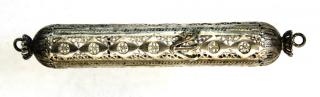 Appraisal: Silver Filigree Mezuzah Holder Silver the tubular scroll holder with