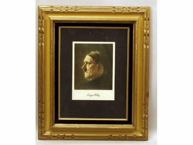 Appraisal: Framed and matted color lithograph of Adolph Hitler with autograph