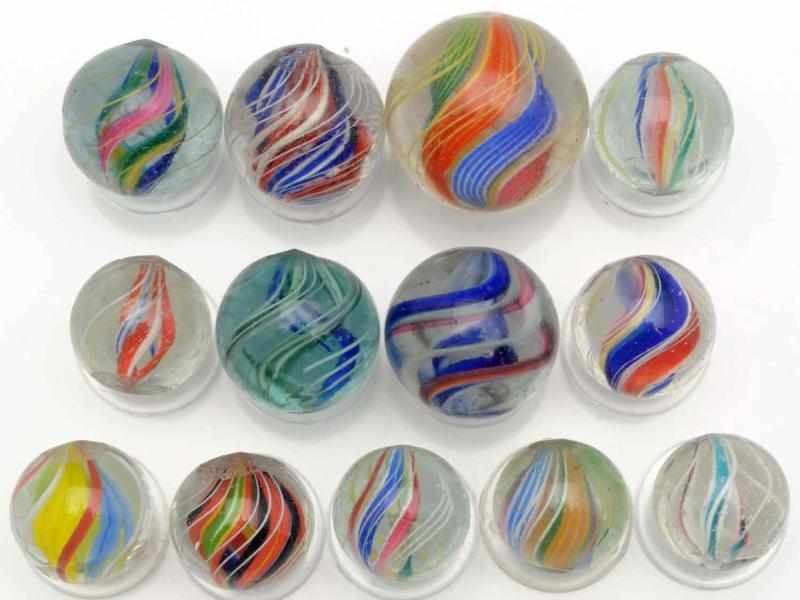 Appraisal: Lot of Divided Core Swirl Marbles Condition - Size Range