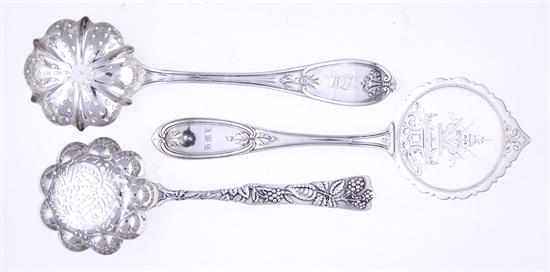 Appraisal: American sterling buckwheat server and sugar sifters Tiffany Co Berry