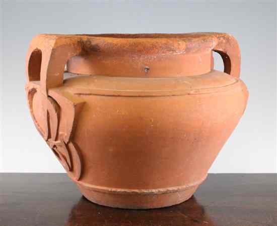 Appraisal: An Art Nouveau terracotta garden jardinere probably Compton Pottery in