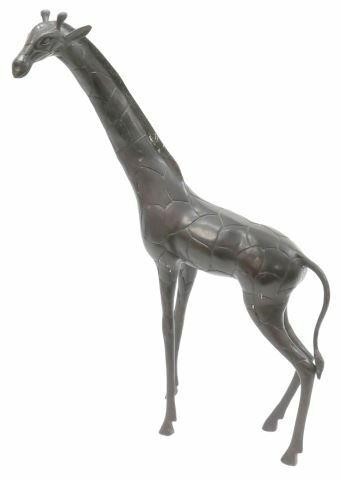 Appraisal: Patinated bronze wildlife sculpture African Giraffe some spotting approx h