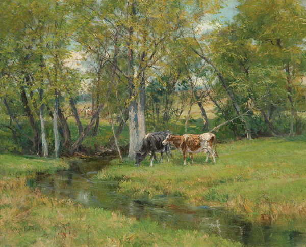 Appraisal: BLACK OLIVE PARKER American - Cattle by a Stream oil