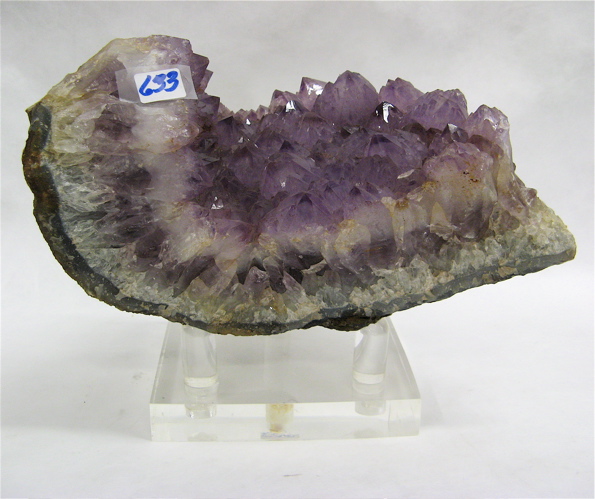 Appraisal: A COLLECTOR'S AMETHYST AND QUARTZ CRYSTAL SPECIMEN in long in