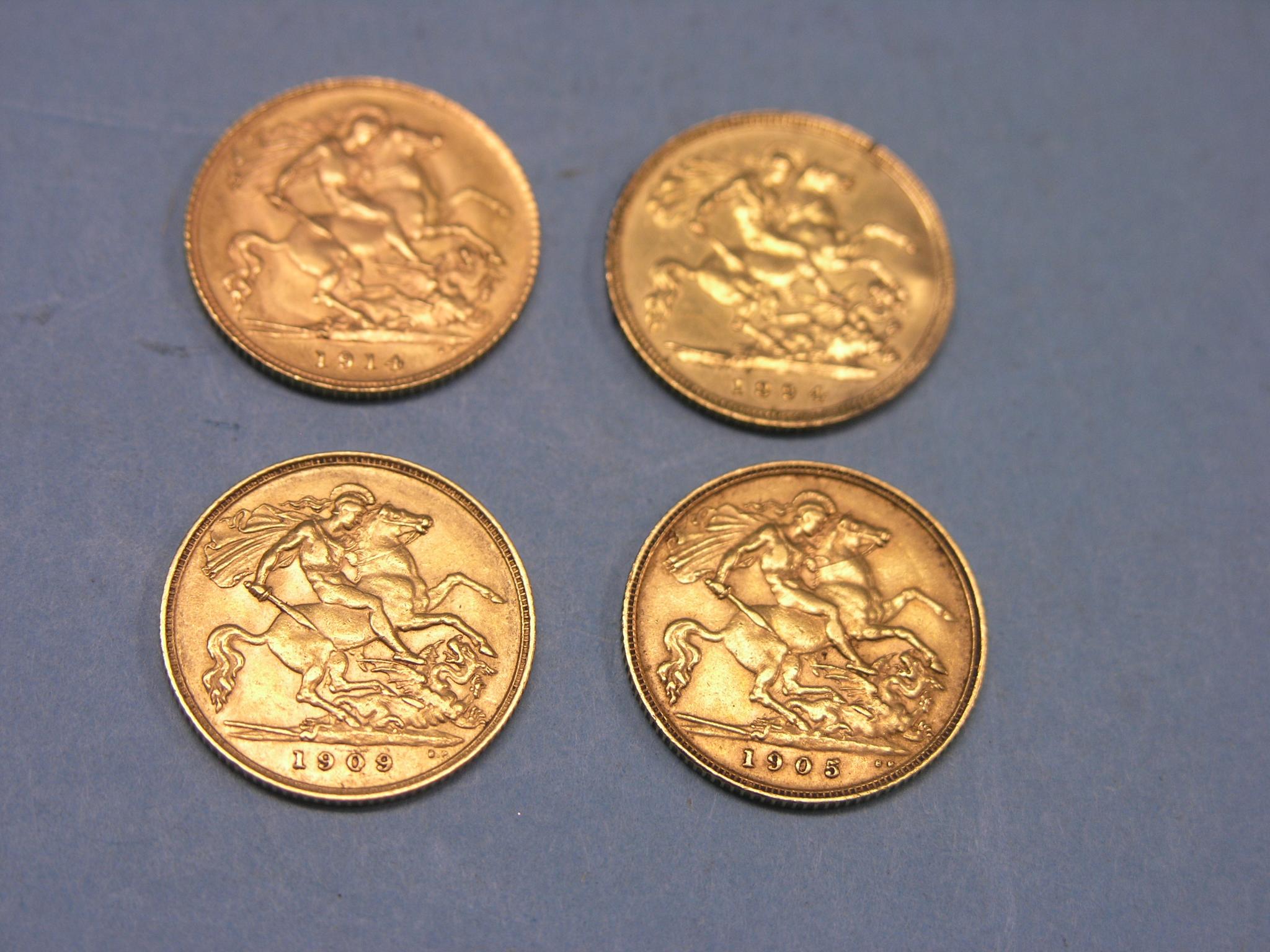 Appraisal: Four gold half-Sovereigns