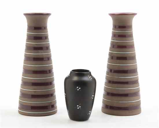 Appraisal: A Pair of Swedish Art Deco Vases each of tapering