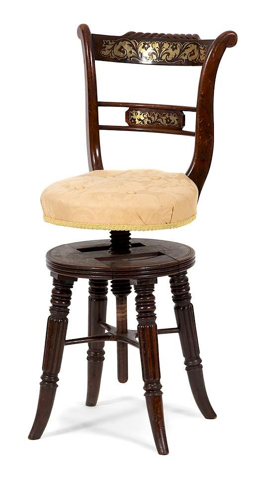 Appraisal: A Victorian Inlaid Mahogany Swivel Side Chair Height inches A