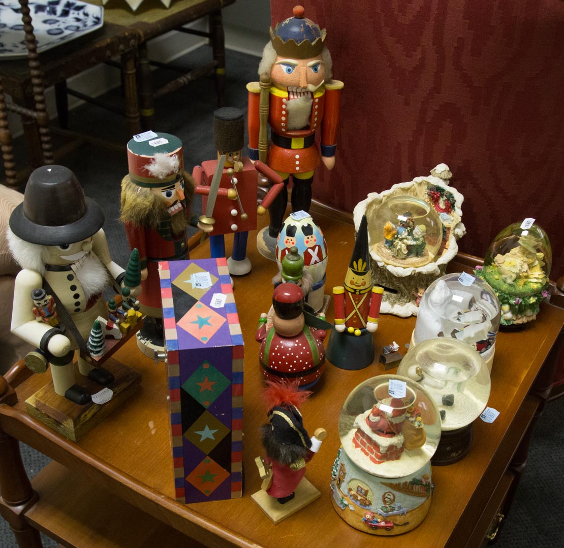 Appraisal: Assorted collectibles including snow domes nutcrackers and a dancing clown