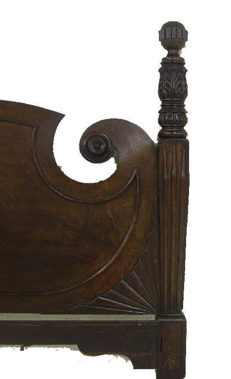 Appraisal: William IV mahogany bed head the shaped scrolling back with