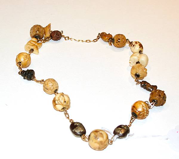 Appraisal: Property of various owners Comprising nineteen beads threaded together in