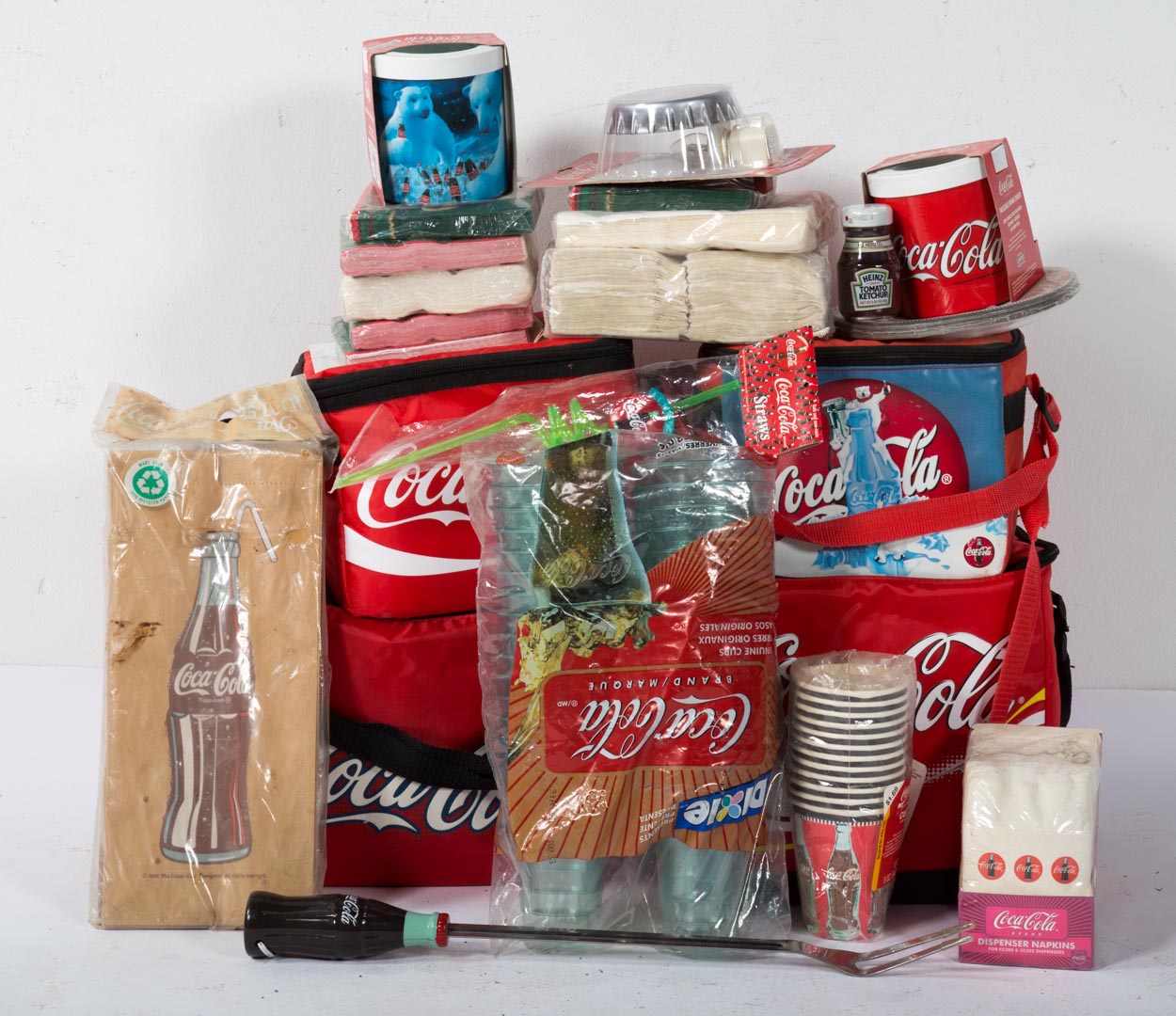 Appraisal: c Box of Coca-Cola picnic items including napkins lunch bags