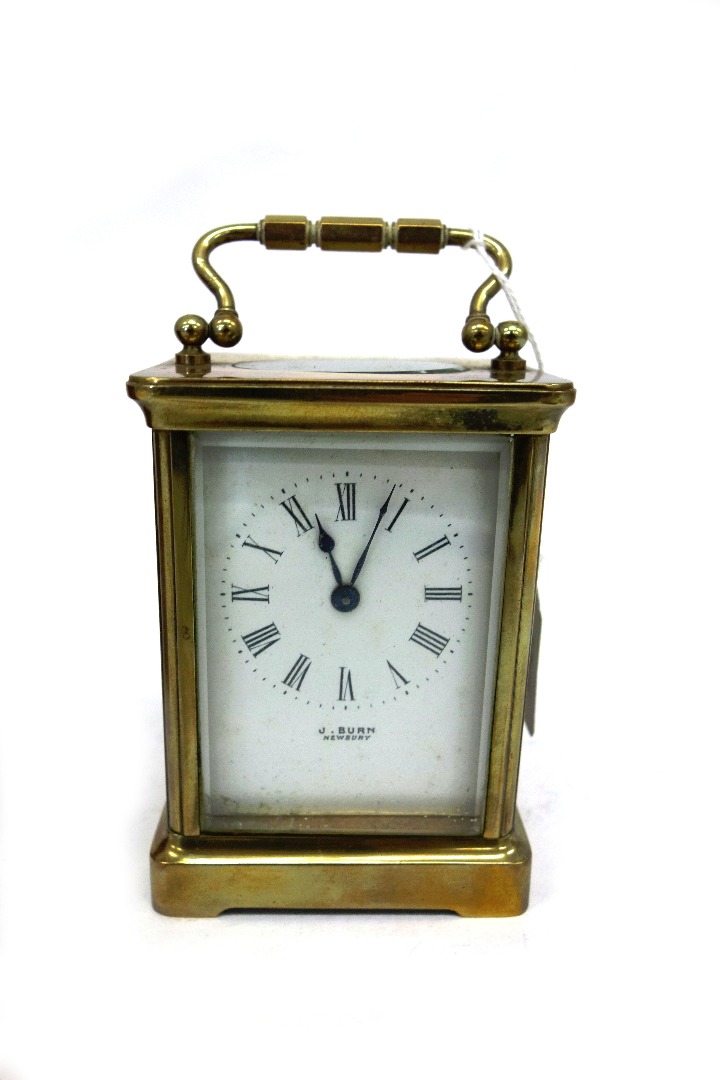 Appraisal: A brass cased carriage timepiece with lever platform escapement signed