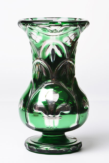 Appraisal: A VARNISH AND CO PATENT GREEN CHROMIUM DECORATED GLASS VASE