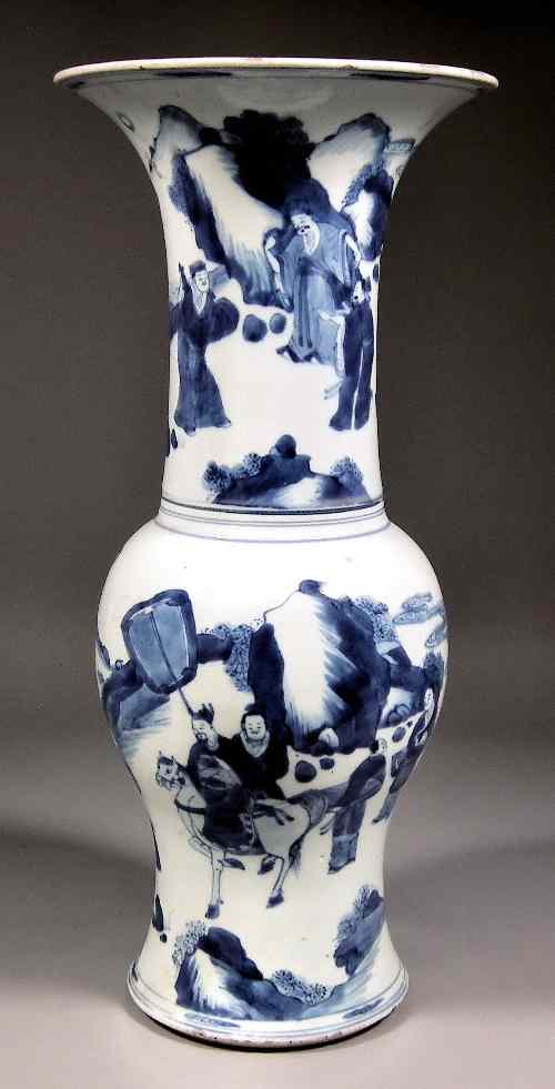 Appraisal: A Chinese blue and white porcelain baluster shaped vase with