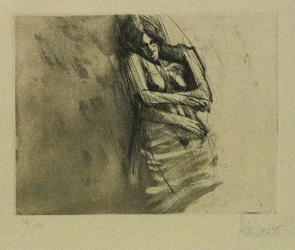 Appraisal: Aldo Luongo Argentinian born Untitled Nude n d Etching on