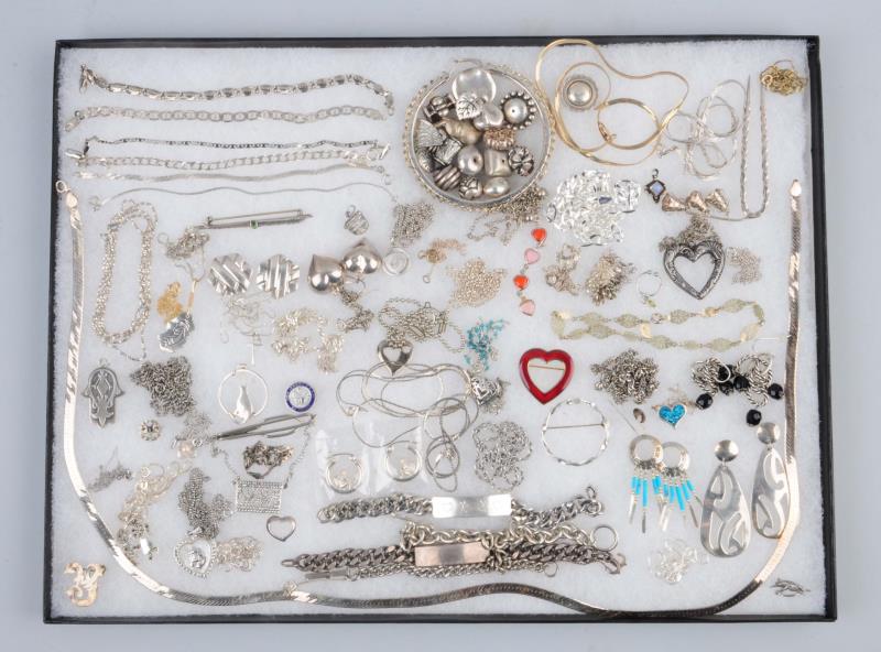 Appraisal: Lot Of Sterling Silver Pieces Of Jewelry Includes bracelets necklaces