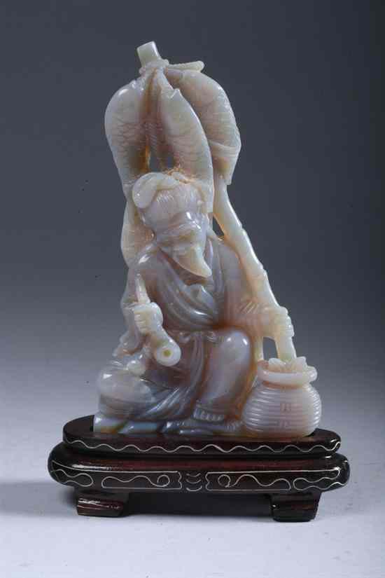 Appraisal: CHINESE OPAL FIGURE OF FISHERMAN - in high