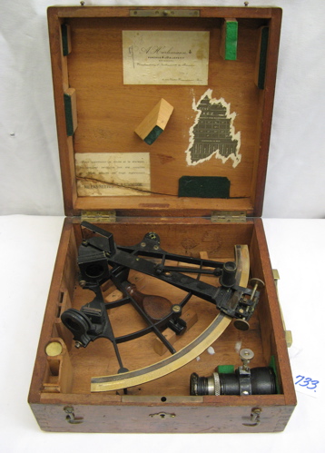 Appraisal: A FRENCH TH CENTURY SEXTANT with curved brass plane eye