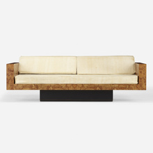 Appraisal: Robert Whitley SOFA USA c burl wood walnut upholstery lacquered