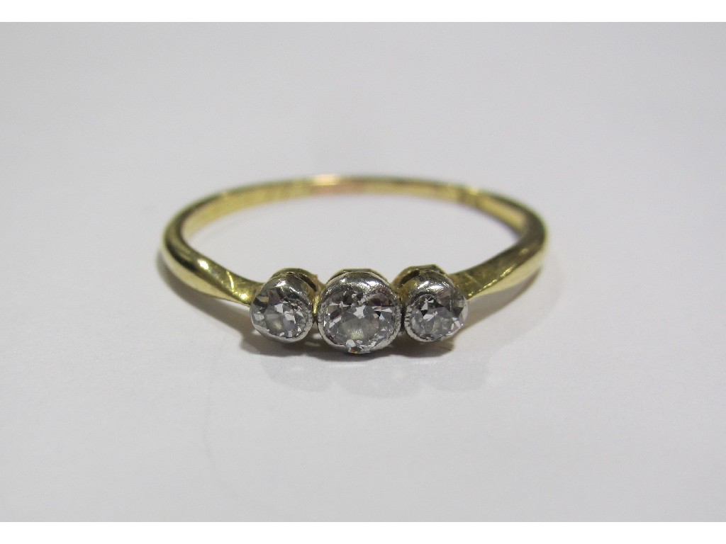 Appraisal: Early th century ct gold diamond three stone ring