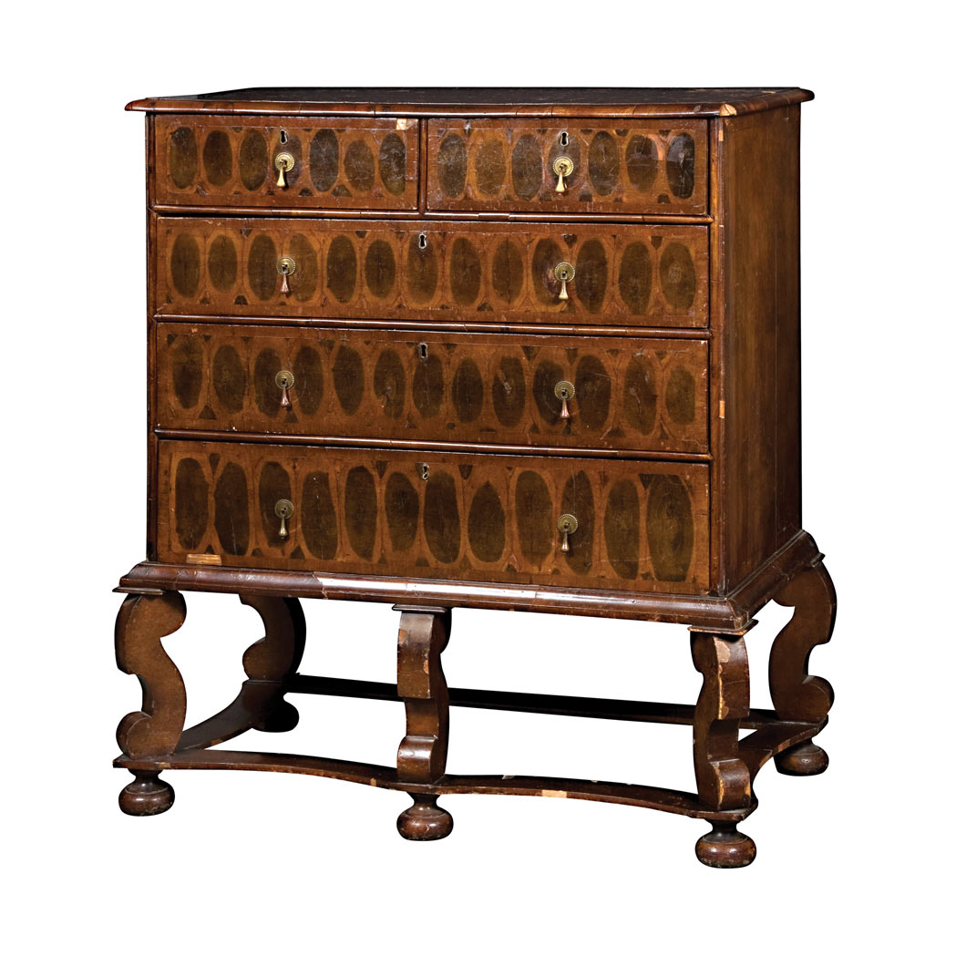 Appraisal: William and Mary Walnut and Oyster Veneered Chest on Stand