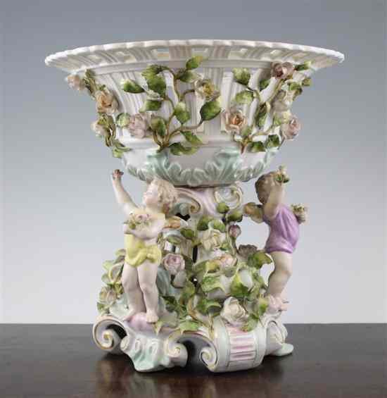 Appraisal: A Plaue porcelain centrepiece bowl late th century the pierced