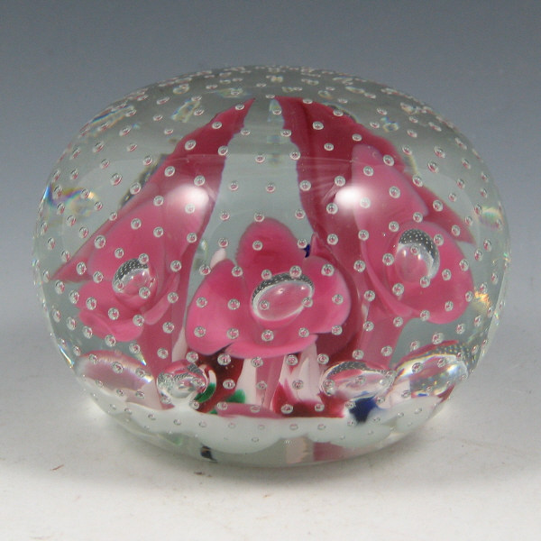 Appraisal: St Clair Multi-Color Floriform Paperweight St Clair floriform paperweight with