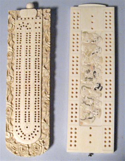 Appraisal: Two Chinese elephant ivory games boards th century Both of