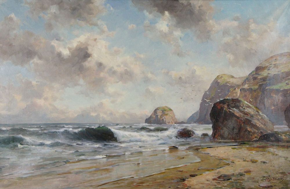 Appraisal: THOMAS Charles Oil on Canvas Seascape Signed lower right Charles