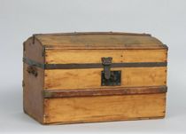 Appraisal: Wooden Trunk for Dolls Wodden trunk with a domed hinged