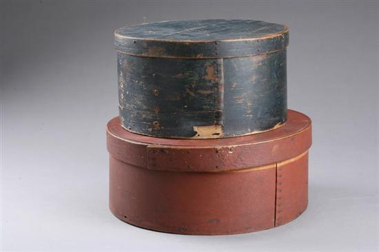 Appraisal: TWO LARGE PANTRY BOXES American th century bentwood Round with