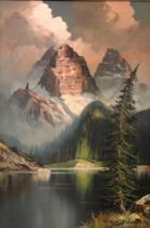 Appraisal: Oil on Canvas Austrian Landscape Austrian landscape is signed Groner