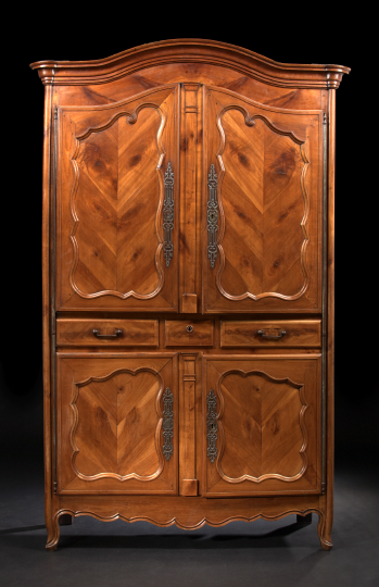 Appraisal: Fine French Provincial Fruitwood Armoire mid- th century with an