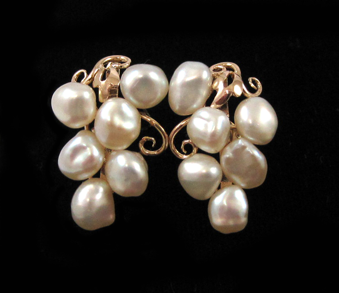 Appraisal: PAIR OF WHITE PEARL EARRINGS each k yellow gold with