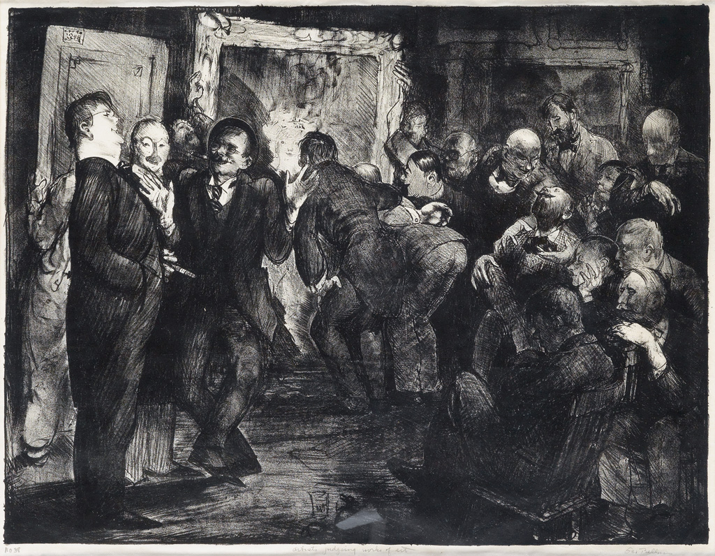 Appraisal: GEORGE BELLOWS Artists Judging Works of Art Lithograph on thin