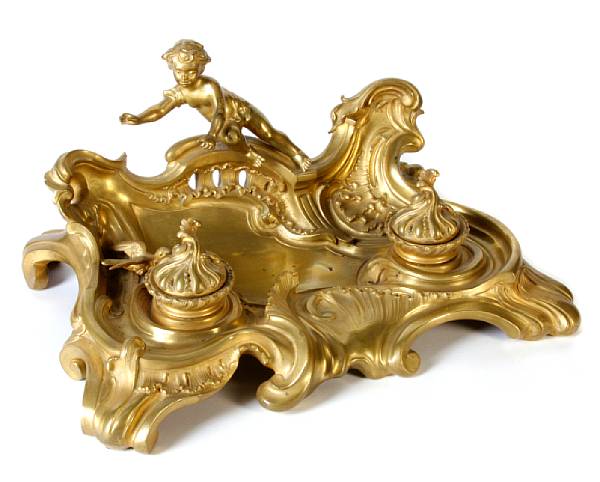 Appraisal: A Louis XV style gilt bronze ecrier late th century