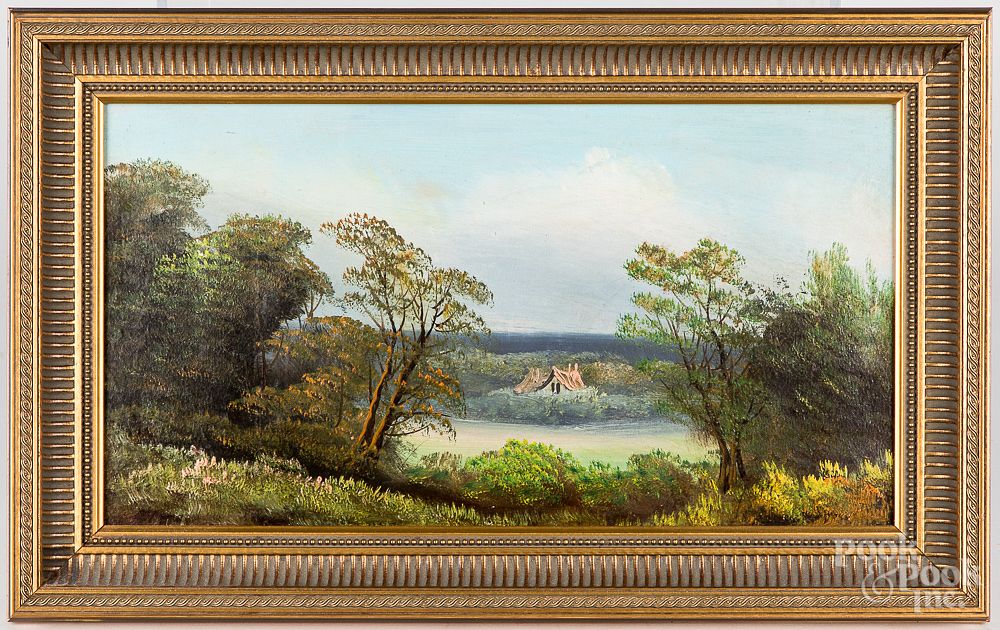 Appraisal: Pair of American oil on board landscapes Pair of American