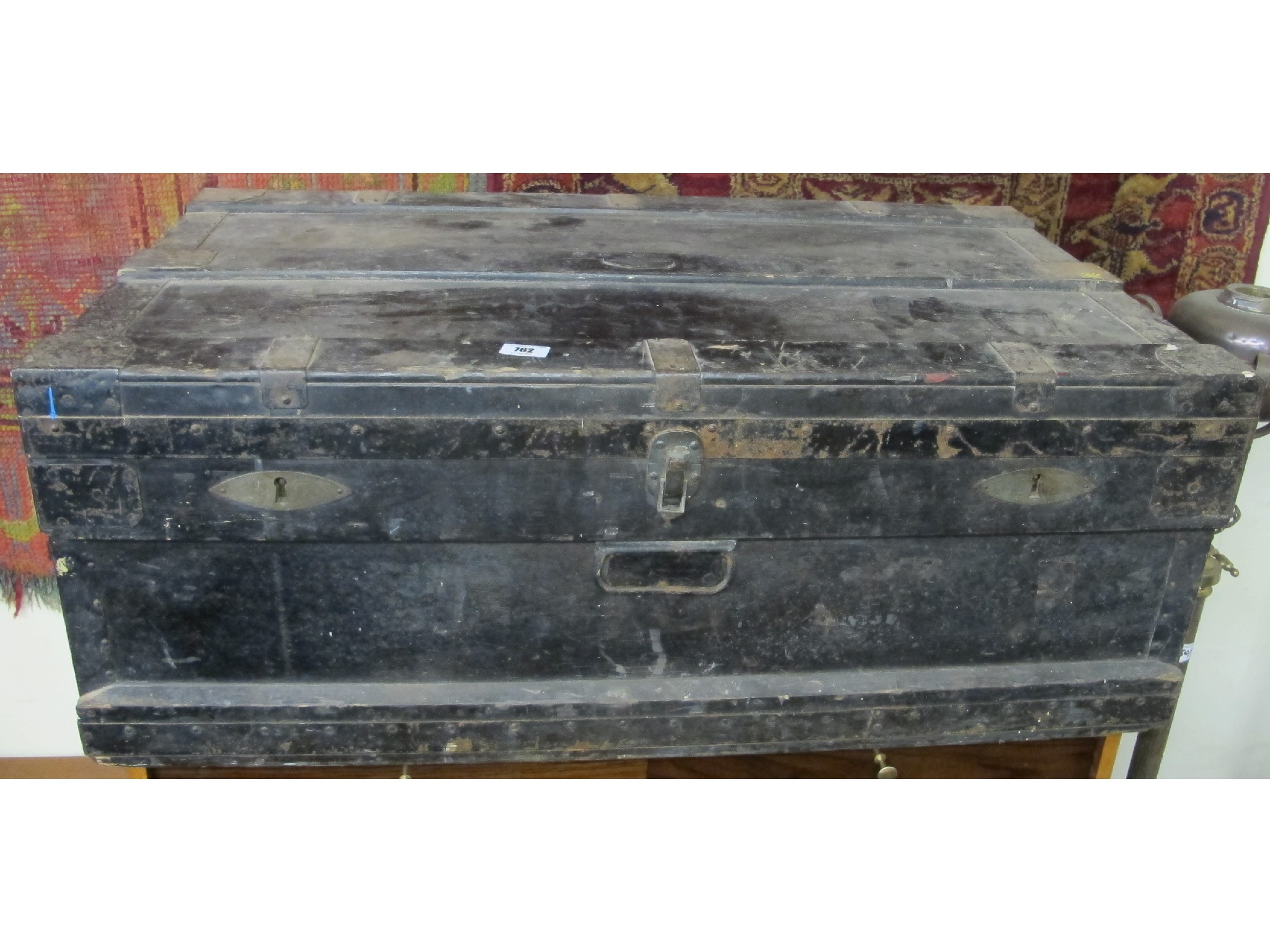 Appraisal: A 's black cabin trunk