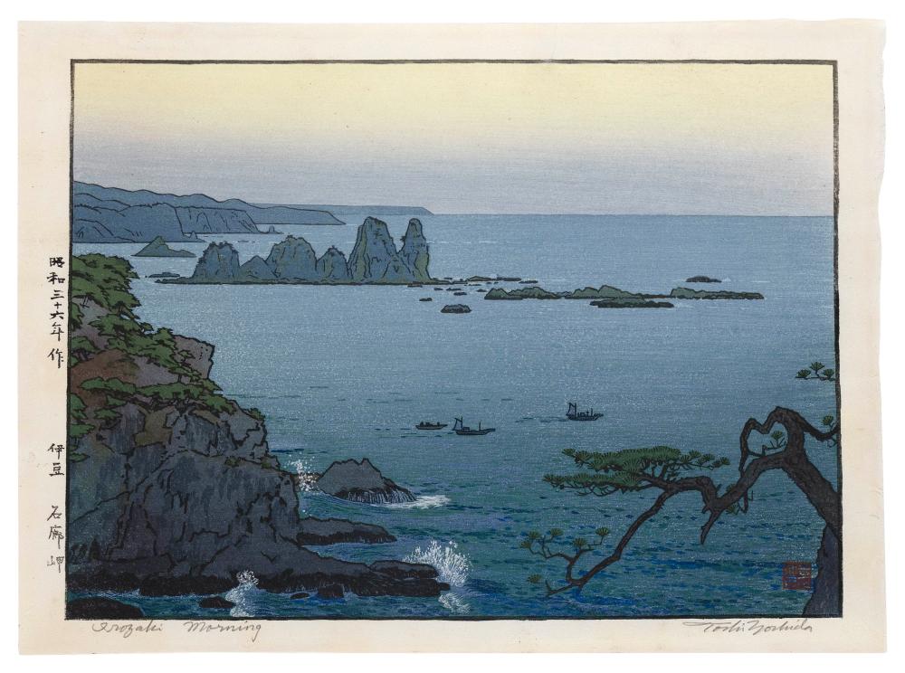 Appraisal: TOSHI YOSHIDA JAPAN - IROZAKI MORNING OBAN YOKO-E WOODBLOCK PRINT