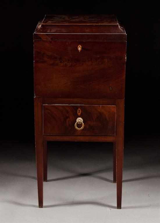 Appraisal: George III mahogany cellarette circa top opens to reveal fitted