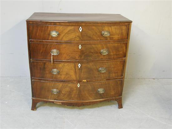 Appraisal: th century mahogany bow fronted chest of four graduated drawers