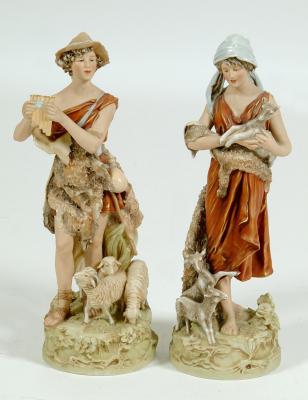 Appraisal: A PAIR OF ROYAL DUX PORCELAIN FIGURES th century modelled