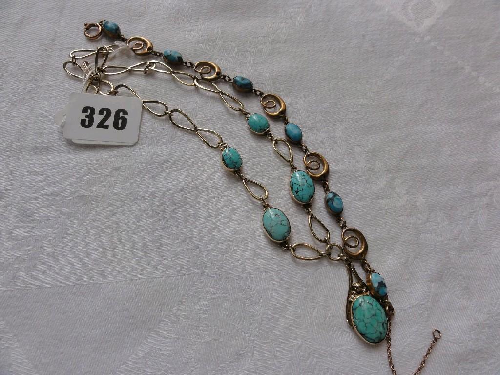 Appraisal: Two necklaces of stylised form with blue stone decoration