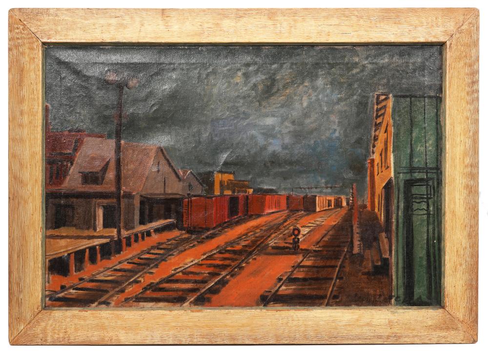 Appraisal: JAMES LECHAY 'RAILROAD STATION' OIL ON CANVASJames Lechay America -