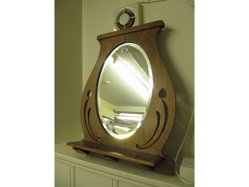 Appraisal: Art Nouveau oak framed wall mirror