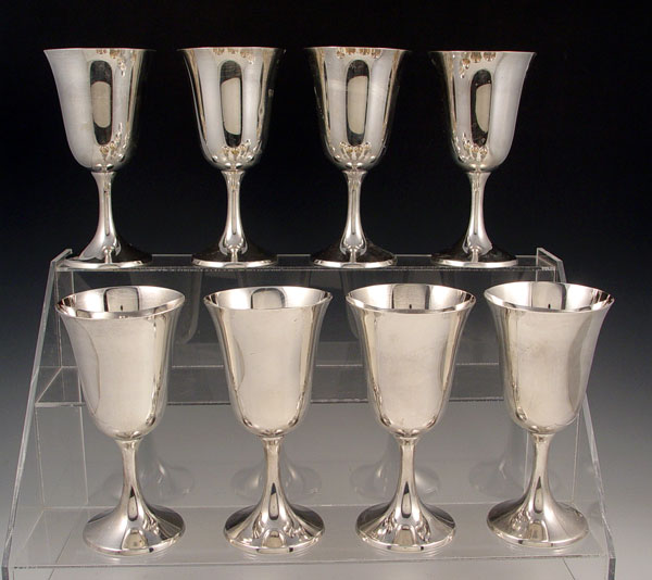 Appraisal: SET OF MANCHESTER STERLING GOBLETS Pattern Note dent in one