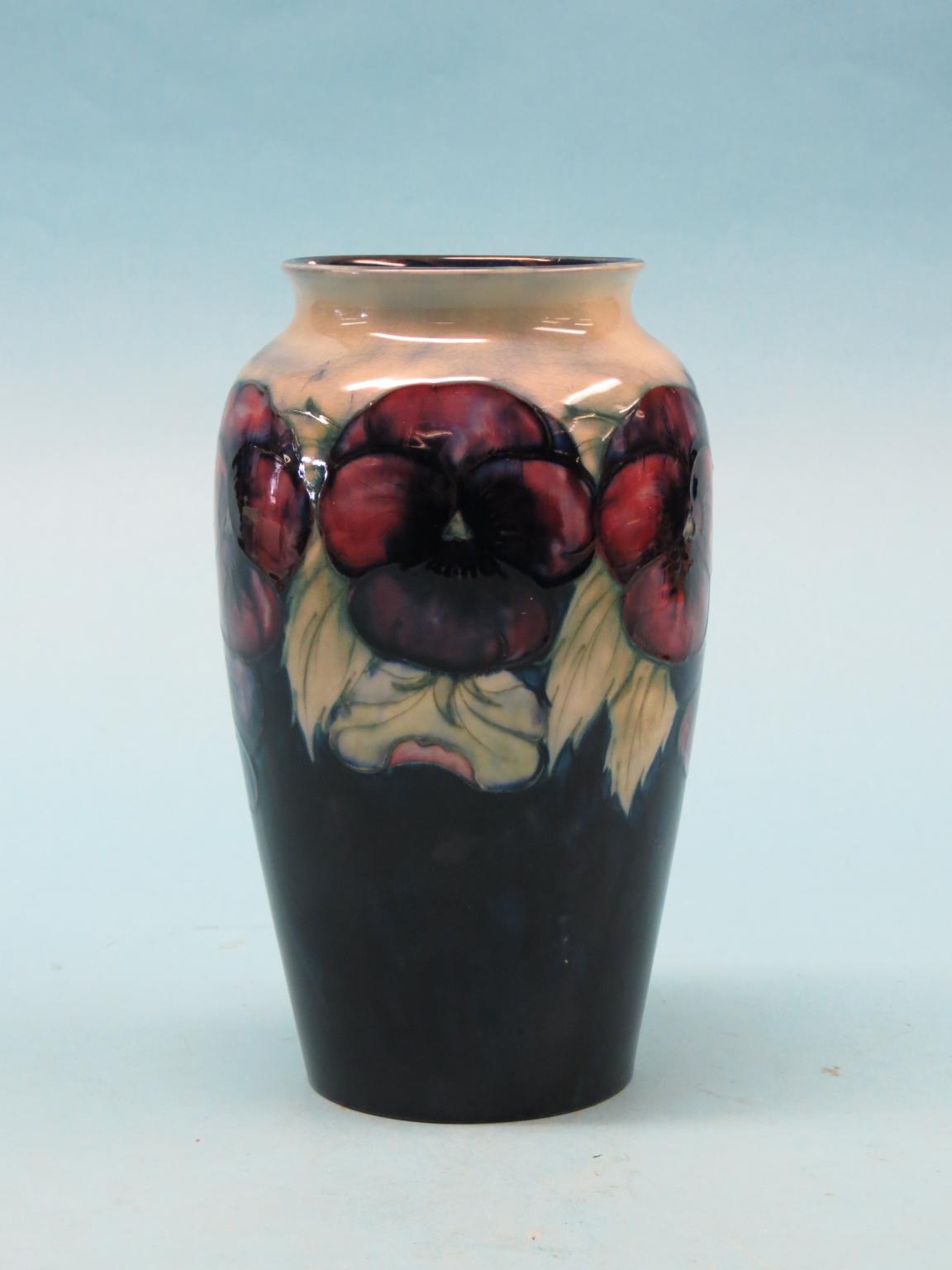 Appraisal: A Moorcroft vase Pansy ovoid-shape impressed marks and painted signature